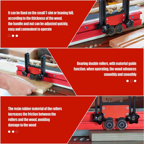 Double Wheel Bearing Stock Roller For Featherboards On Table Saws Router Tables And Band Saws Jig Guide Pro Grade Aluminum Alloy With Anodized Finish And Durable Polyurethane Wheels Spring Loaded For Smooth Feeding Built To Last
