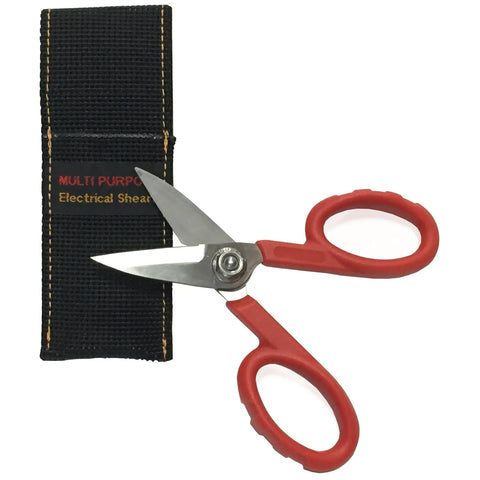 Pro Grade Electrician Scissors And Cutters In Stainless Steel With Micro Serration alongside black sheath