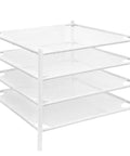 Mesh Drying Rack For Sweaters And Delicates, Stackable Lay Flat Clothes Dryer, No Fuss Portable Indoor Outdoor Dry Rack, 4 Pack White, Stable Durable Plastic Mesh Design For Quick Drying
