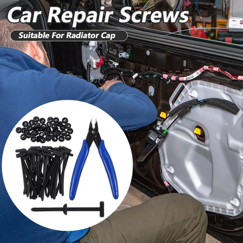 Mechanic using Heavy Duty Nylon Cable Tie Buckle Kit With Flush Cutter Double Sided Self Lock 100 Pcs Universal Zip Ties