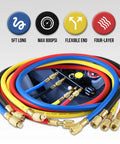 All In One HVAC Manifold Gauge Set With Hose Kit For Auto AC Systems Pro Grade Compatible With R134A R22 R32 R410A Freon