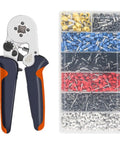 Ultimate Ferrule Crimping Tool Kit With 1200 Insulated Wire Terminals And Ratchet Crimper For Electrical Repairs Plus DIY Projects Featuring Precise Hsc8 Grip For Heavy Duty Connections That Save Time And Effort Like A Pro. Ferrule crimping tool with terminal organizer.