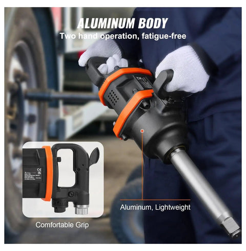 Heavy Duty 1 Inch Air Impact Wrench Delivering 3160 Ft Lbs Breakaway Torque Pro Pneumatic Impact Gun with 8 Inch Extended Anvil, aluminum body