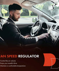 Driver adjusting front HVAC blower motor resistor in car