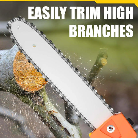 Gas Powered Pole Saw With 48cc 2 Stroke Engine, 11.5 Inch Cutting Bar, 16 Foot Reach cutting branch