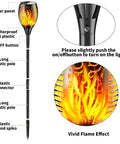 Outdoor Solar Torch Lights With Realistic Flickering Flames Adjustable Height 30.7 To 43 Inches Weatherproof Yard Path Torches