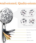 Handheld High Pressure Rain Shower System With Full Body Coverage, 60 Inch Hose, Brass Joint, Focus on ABS Nozzle Features