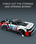 Next Gen NASCAR Chevrolet Camaro ZL1 Race Car Build Kit For Kids 9 And Up showing steering and opening bonnet