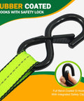 One Inch Ratchet Tie Down Straps 15 Ft 4 Pack With Soft Loops 2100 Pound Break Strength Reflective Thread For Hauling Appliances Lawn Equipment Cargo Straps For Trucks And More featuring rubber coated S-hooks with safety lock