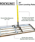 Lawn Leveling Rake Stainless Steel Ground Plate 30 By 10 Inches With 78 Inch Extra Long Handle for quick leveling, beefy tool.