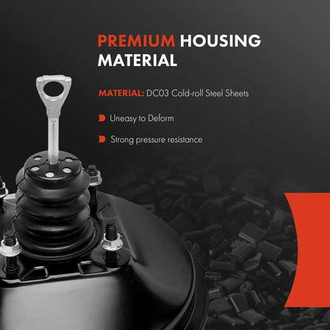 Vacuum Brake Booster Straight Shot Fit For GMC Sierra 1500 and Yukon XL 2500 1999 to 2002 showing durable steel housing.