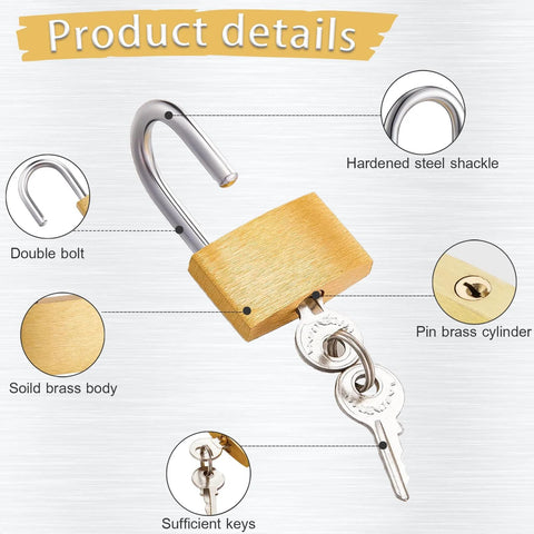 Two Pack Small Solid Brass Padlocks With Keys 20mm And 25mm Mini Key Locks showing padlock details and features, ideal for travel security