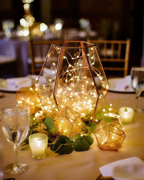 Decorative table centerpiece with 4 Pack 20 Ft 60 Led Fairy Lights Battery Operated With Remote Waterproof 8 Modes Firefly Twinkle