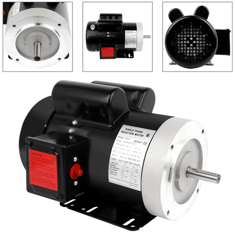 Beefed-Up 1.5HP Single Phase Electric Motor With 1750 RPM 56C Frame TEFC IP55 Dual Voltage 115/230V 5/8 Inch Shaft CW CCW