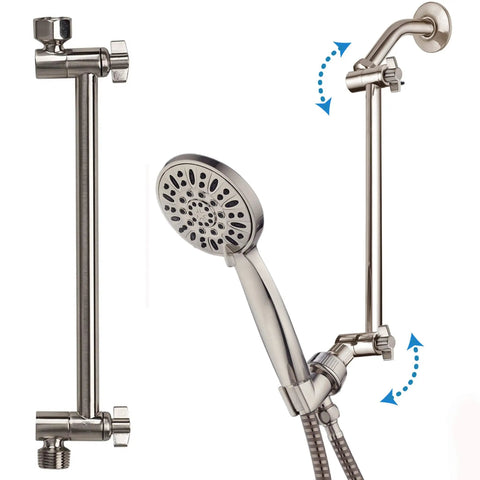 Solid Brass Adjustable Shower Arm With Lock Joint Chrome Finish No Fuss 2-Foot Extension Fits Any Shower Head Or Hand Shower Height And Angle Adjustable Universal Connection Tool-Free Installation