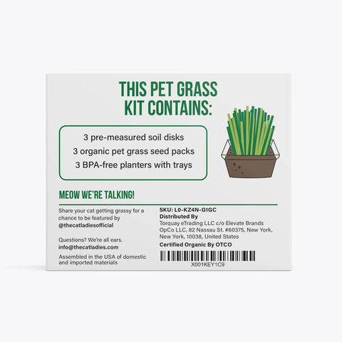 Indoor Cat Grass Kit For Healthy Digestion And Hairball Control Organic Cat Grass Seeds showing package contents