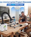 Heavy Duty Solder Fume Extractor With 100W Brushless Motor And 250 Cubic Meter Suction uses H13 HEPA plus carbon filter at low 50dB on a workshop table.