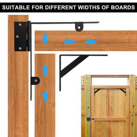 Heavy Duty Gate Hardware Kit For Wood Fence With Corner Brace Brackets Anti Sag Frame Latch And Hinges For Durable Wooden Driveway Gate Black Sturdy Triangular Design For Maximum Stability And Easy Install