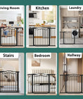 Walk Through Baby Gate for Stairs and Openings, Indoor Pressure Mounted No Drill Safety Gate in various home settings