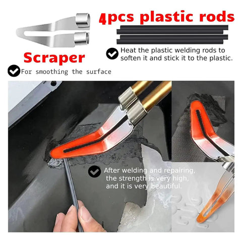 2 In 1 Plastic Welding Repair Kit With 1000 Hot Staples And 4 Welding Rods Quick Heat Gun Knife Pliers And Staples Gun in use