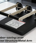 Heavy Duty Three Hole Punch With Labor Saving Handle Punches Up To 150 Sheets In A Single Pass, ergonomic non-slip base