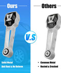 Volvo XC60 S60 V60 S80 V70 XC70 Replacement Engine Motor Mount And Torque Rod Bracket comparison image showing solid metal vs common metal.