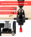 Compact Metal Concealed Hinge Jig With Quick Clamp For 35mm Cabinet Hinges featuring drill guide and dust adapter.