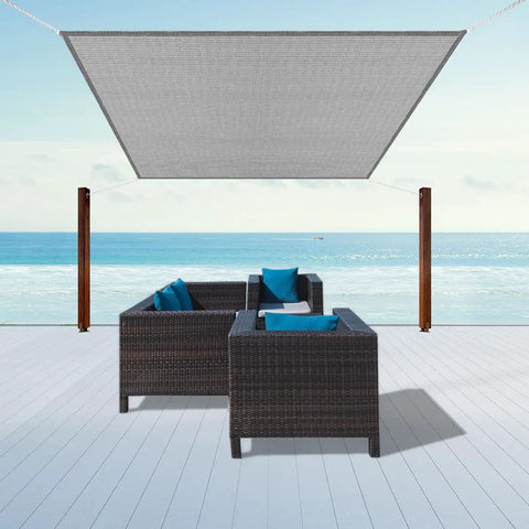 5 By 7 Foot Gray Sun Shade Sail Straight Edge Canopy For Outdoor Patio Lawn Garden Backyard Carport UV Blocking Ninety Five Percent