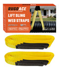 Two Pack 1 Inch By 8 Foot Lift Slings With Wear Guard Ends In Heavy Duty Polyester, 4000 Lbs Breaking Strength