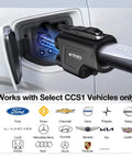 Heavy Duty Nacs To Ccs1 Ev Charging Adapter For Tesla Supercharger Network 250Kw Fast Charge Up To 500Amp plugged into a CCS1 vehicle.