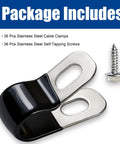 36Pcs One Quarter Inch 304 Stainless Steel Rubber Coated Insulated Cable Clamps with Self Tapping Screws close-up