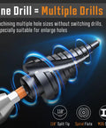 Illustration of a Three Piece Unibit Step Drill Bit Set Built For Beastly Durability M35 Cobalt TiAlN Coated Spiral Cone Bits