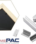Heavy Duty V Nails For Hardwood Picture Frames And Tight Corner Wedges To Secure Your Woodwork Featuring Built Like A Tank Engineering That Delivers Seriously Sharp Joints Zero Headaches Any Day Of The Week near a wooden frame with steel wedges.