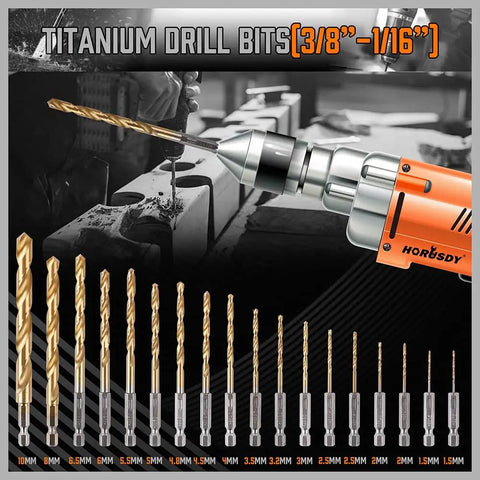 Impact Drill Bit Set 112 Piece With One Fourth Inch Hex Shank For Impact Drivers And Screwdrivers Includes Wood Metal Cement Bits