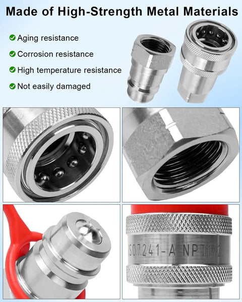 1/4 Inch Agricultural Hydraulic Quick Connect Tractor Coupler ISO 7241-A, Leak-Proof Sealed High-Pressure Quick Disconnect close-up