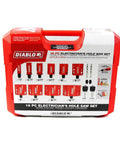 Diablo DHS16SEL 16-piece electrician's hole saw set in red case with 10 saws, 2 mandrels, 2 pilot bits
