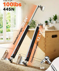 Heavy Duty 20 Inch Gas Struts For Lids And Hatches, 100 Lb Capacity displayed on wooden surface indoors