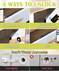 Smart Cabinet Lock With Multi Access Hidden RFID Keyless Bluetooth Lock for Drawers and Cabinets showing Bluetooth, RFID, iWatch, NFC unlocking.