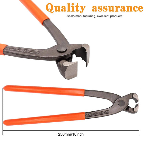 Ear clamp pincer from 125 Piece 7 To 21mm Single Ear Hose Clamps Kit in 304 Stainless Steel with orange handles, 250mm length.