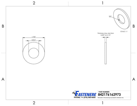 Size 6 Solid Brass Flat Washers Commercial Standard Grade 360 Plain Finish Built To Last Pack 100 For Durable Load Distribution And Prevent Loosening On Bolts And Screws, technical drawing