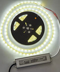Heavy Duty 60W 24V DC Waterproof LED Driver Power Supply IP67 connected to LED strip, plug-and-play, 3-prong plug