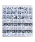 Top Rated 2250 Piece Bolts And Nuts Assortment Kit Including Metric And Imperial Machine Screws Plus Flat Washers In Alloy Steel For Shop Builds And Garage Fixes Galvanized White Finish in clear organizer.