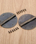 2 Pack 60mm Antique Bronze Round Door Butt Hinges for Wood Boxes and Cabinets Vintage Jewelry Chest Suitcase and Furniture Fittings