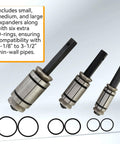 3-Piece Tail Pipe Expander Tool Kit From 1-1/8 To 3-1/2 Inch Exhaust Pipe Spreader For Most Vehicles And Trucks shown with O-rings