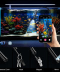 Ultra Clear Endoscope Camera With Light 1920P HD Borescope For Android And iOS Inspections With 8 Adjustable LEDs IP67 Waterproof Semi Rigid Snake Cable 18.04 Ft Long For Tight Spots And Hard To Reach Areas. Probe in aquarium with phone display