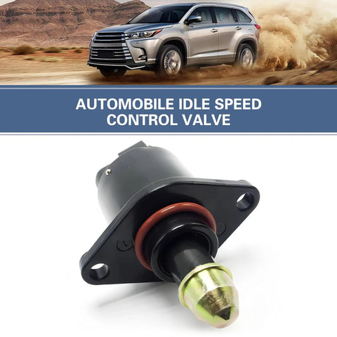Car idle air control valve with flange mount; black body, red O-ring, brass tip