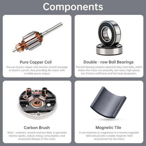12V DC High Torque Gear Motor With Eccentric Output Shaft For Smooth Oscillation And Vibration, Beefy 5 RPM Low Speed Drive, 37GB520 Gearbox Reduction, Durable Mounting Bracket Included For DIY Robotics And Projects components: copper coil, bearings, brush, magnetic tile