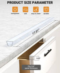 Clear Cabinet Door Edge Protectors 17.5 Inch PVC Furniture Guards 4 Pack Scratch Resistant Bumper Strips for 3/4 Thick Kitchen Cabinetry showing size parameters