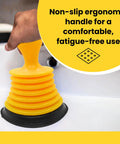 Kick Stubborn Clogs Straight Down The Drain With This Solid Mini Sink Plunger for Kitchen Bathroom with ergonomic non-slip grip.