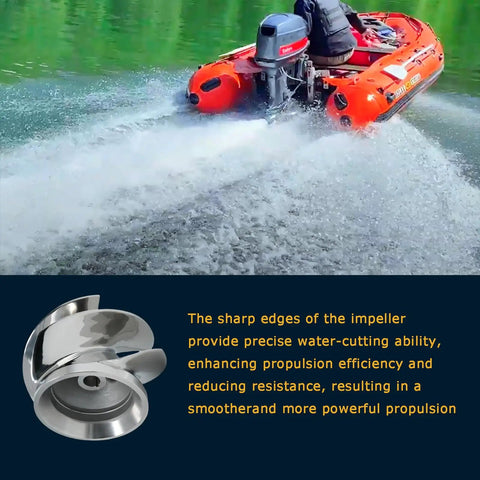 Boat using 7 3/8 Inch V6 Big Series Outboard Jet Impeller Kit with 1738 Stainless Impeller for stable jet drive performance.